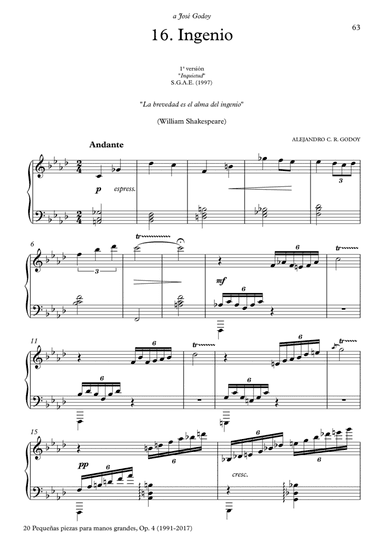 20 Piezas, Op. 4 (2017) No. 16. Ingenio