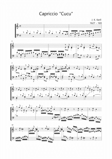 CAPRICCIO CUCU'  - Kerll - For organ 2 staff (arr. Marcello Meneguzzo)