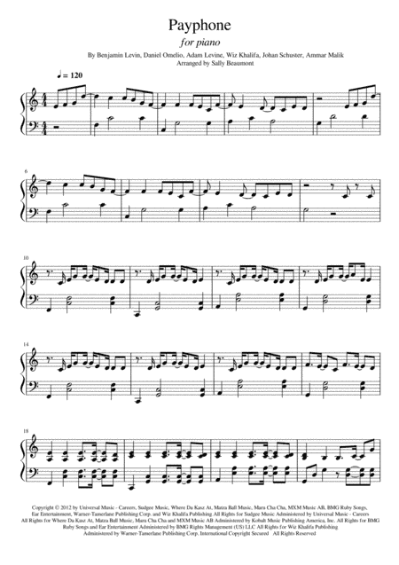 Payphone (arr. Sally Beaumont)