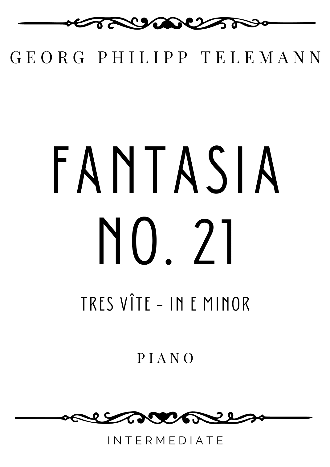 Telemann - Tres Vîte from Fantasia in E minor (TWV 33:21) - Intermediate (arr. Piacere Music Sheets)