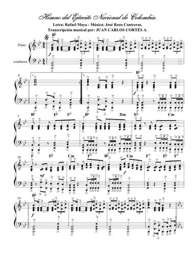 Himno del Ejército Nacional de Colombia por Rafael Maya y José Rozo Contreras (arr. Juan Carlos Cortés Aguirre)
