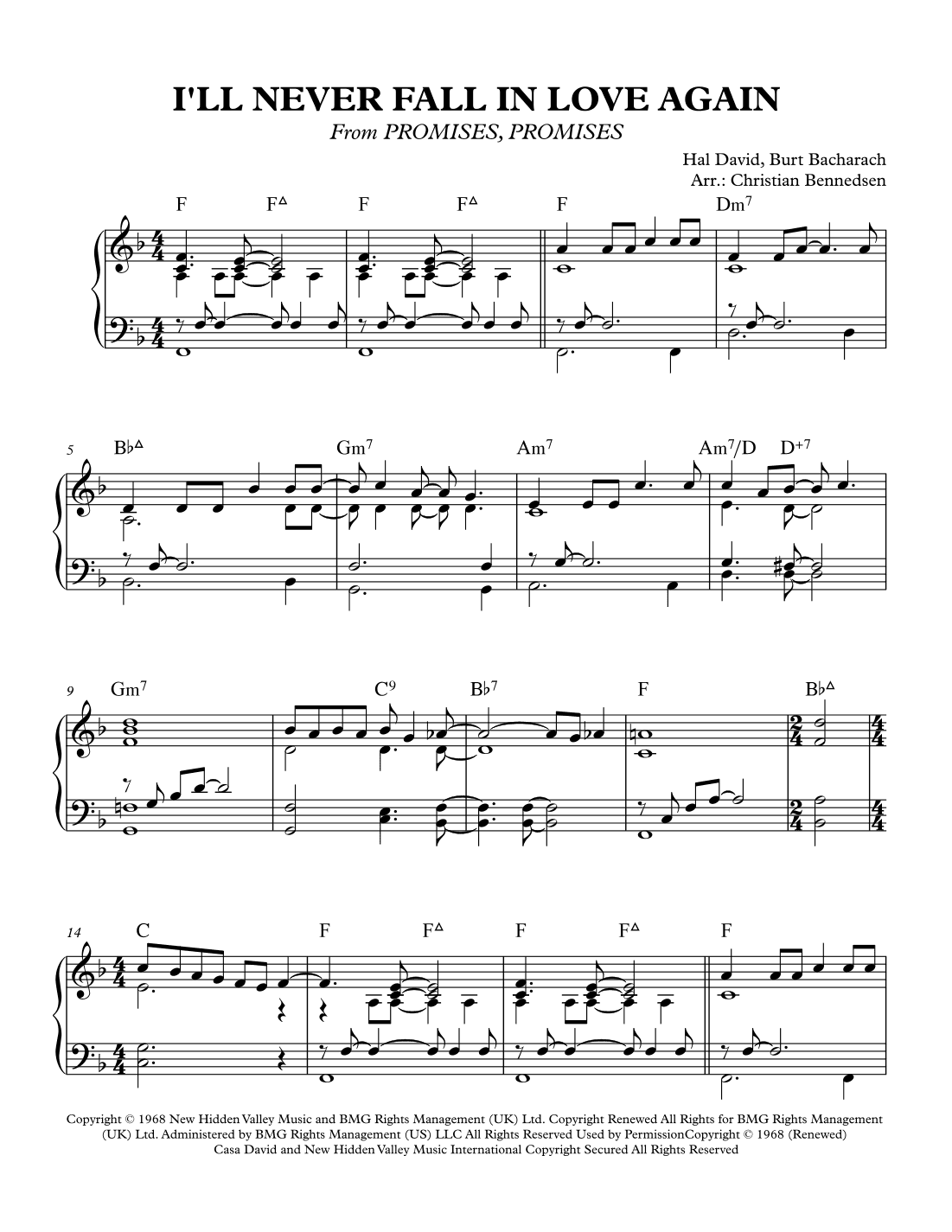 I'll Never Fall In Love Again (arr. Christian Bennedsen)