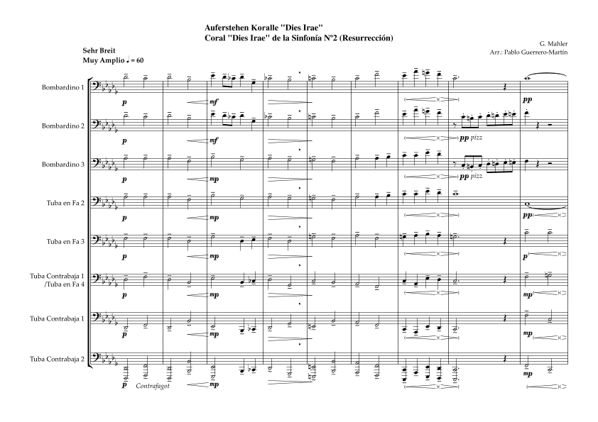 Auferstehen Koralle - Dies Irae Sinfonie Nr.2 Coral - 8 Tubas / 8 Trombones (arr. Pablo Guerrero-Martín)
