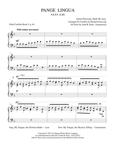 PANGE LINGUA (arr. John R. Knox & Richard Giszczak)