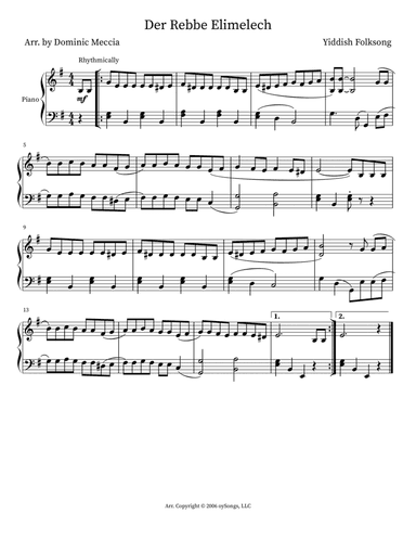 Der Rebbe Elimelech (the Rebbe Elimelech) (arr. Dominic Meccia)