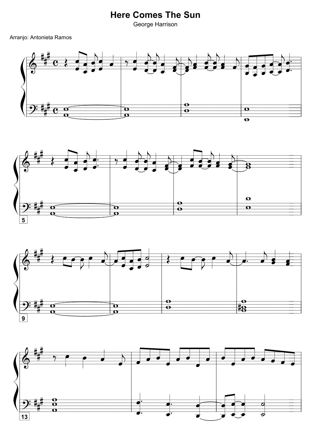 Here Comes The Sun (arr. Antonieta Ramos Valverde)