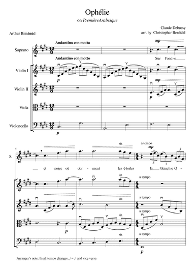 Ophélie (arr. Christopher Benfield)