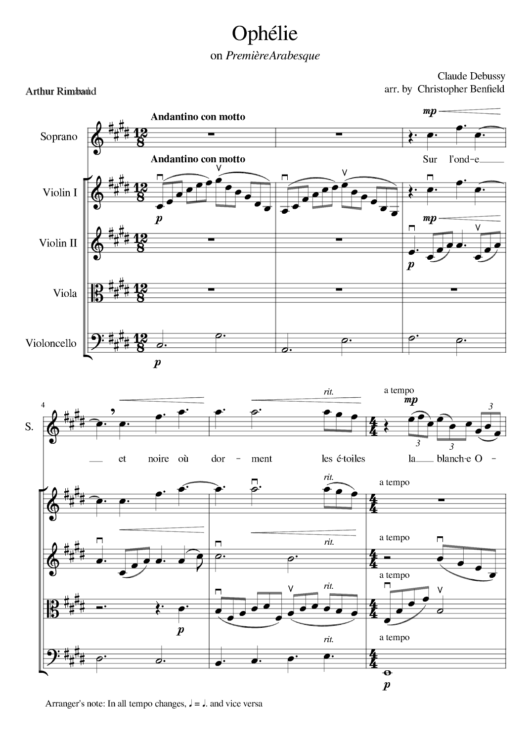 Ophélie (arr. Christopher Benfield)