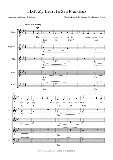 I Left My Heart In San Francisco (arr. Stewart J Wallace)