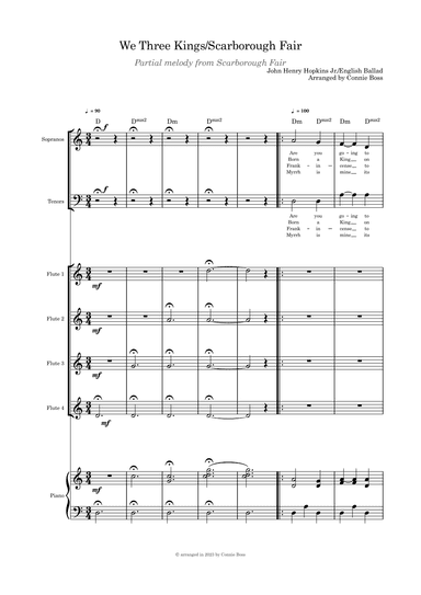 We Three Kings/Scarborough Fair - ST duet  flute quartet and piano (arr. Connie Boss)