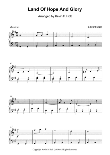 Land Of Hope And Glory -  Easy Piano (arr. Kevin P. Holt)