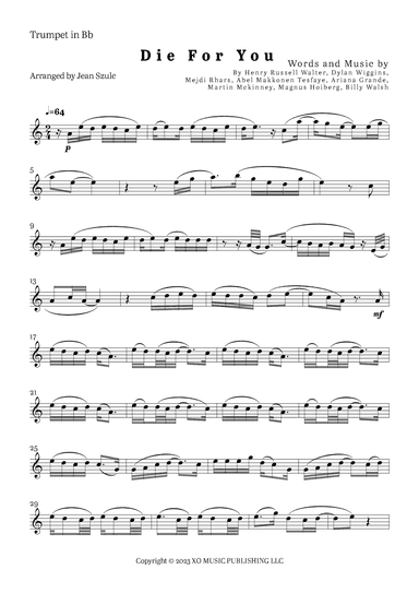 Die For You Remix (arr. Jean Szulc)
