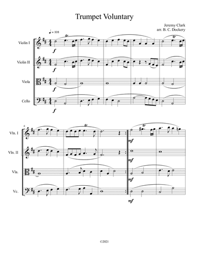 Trumpet Voluntary for String Quartet (arr. B. C. Dockery)