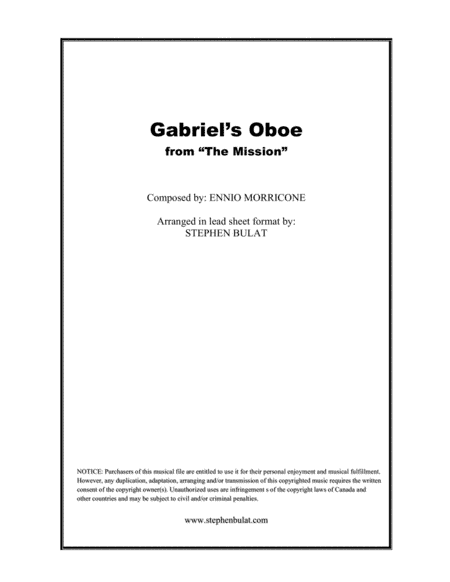 Gabriel's Oboe (arr. Stephen Bulat)