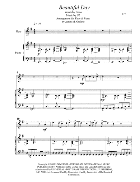 Beautiful Day (arr. James M. Guthrie, ASCAP)