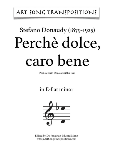 DONAUDY: Perchè dolce, caro bene (transposed to E-flat minor, D minor, and C-sharp minor) (arr. ArtSongTranspositions.com)