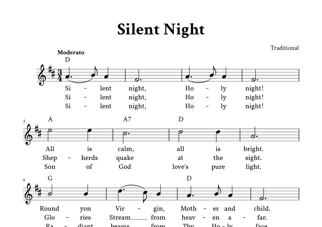 Silent Night - Lead Sheet (D Major) (arr. Yuri Noronha)