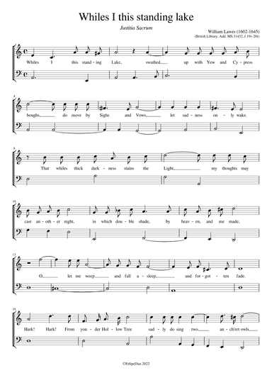 Justitia Sacrum: Whiles I this standing lake (arr. Early Music Scores)