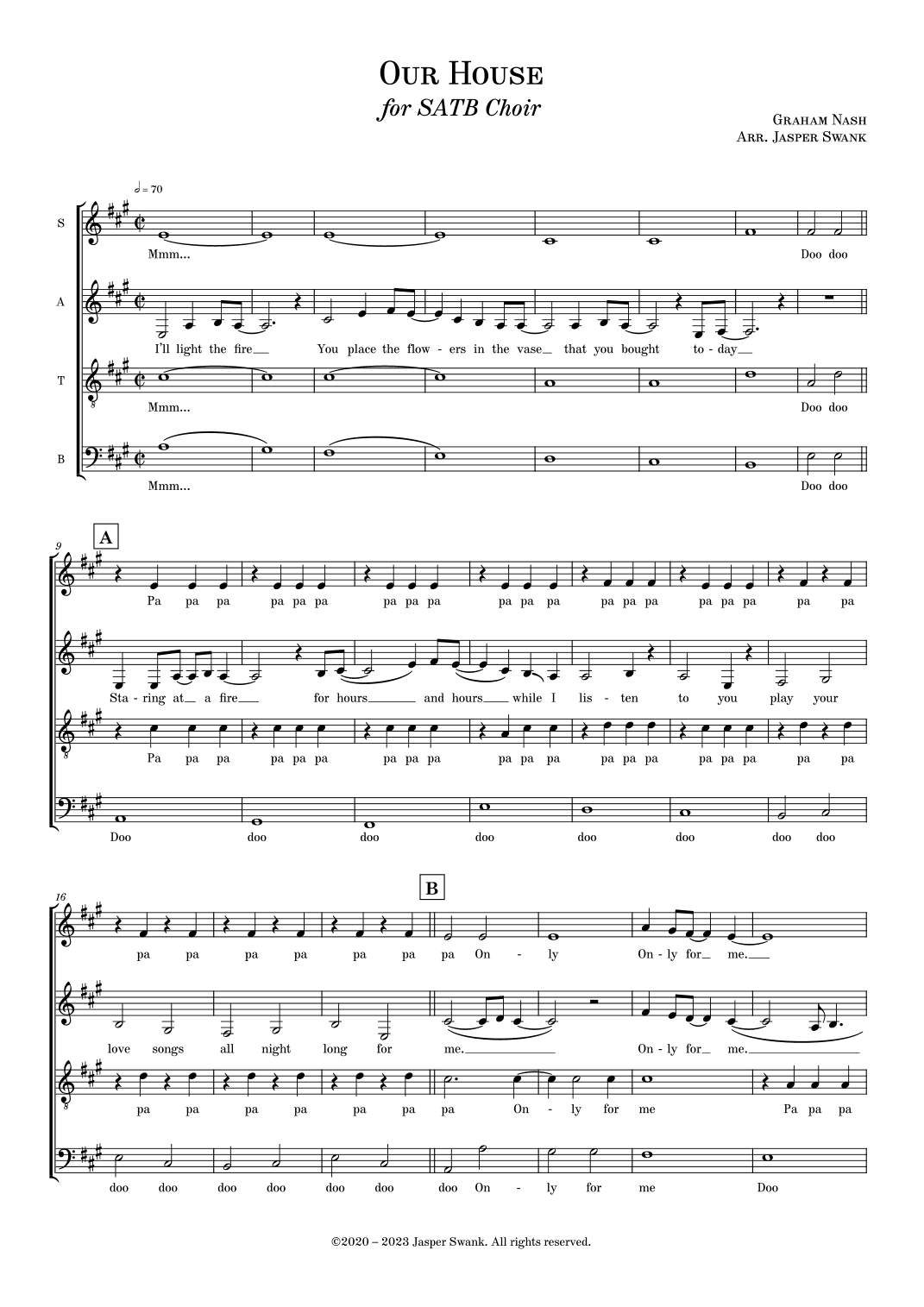 Our House (arr. Jasper Swank)