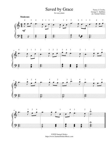 Saved By Grace - for easy piano (arr. Samuel Stokes)