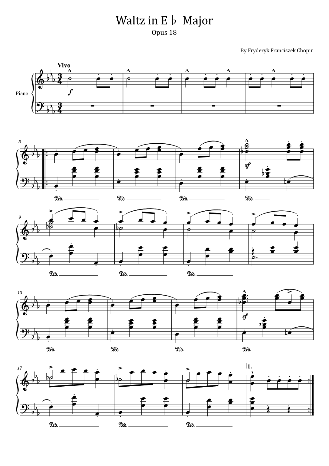 Chopin Waltz in E? Major - Op.18 - “Grande Valse brillante” - Original (arr. poon)