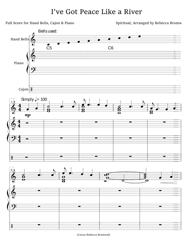 "I've Got Peace Like a River" - Score Only (arr. Rebecca Bromwell)