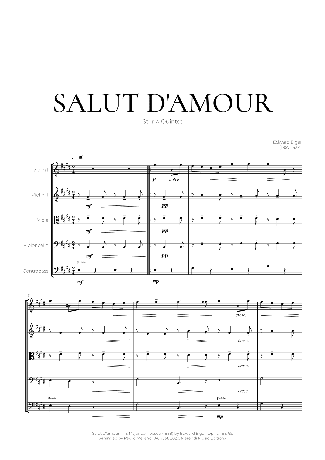 Salut D’amour (String Quintet) - Edward Elgar (arr. Pedro Merendi)