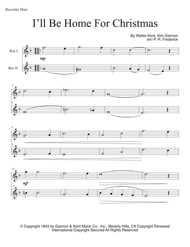 I'll Be Home For Christmas (arr. P. R. Frederick)