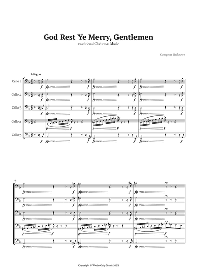 God Rest Ye Merry Gentlemen for Cello Quintet (arr. Ander)