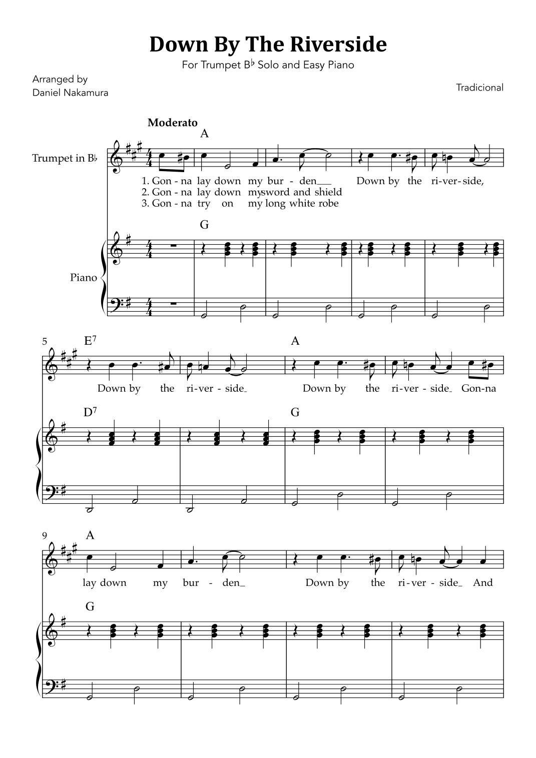 Down By The Riverside (For Trumpet Solo and Easy Piano) (arr. Daniel Nakamura)