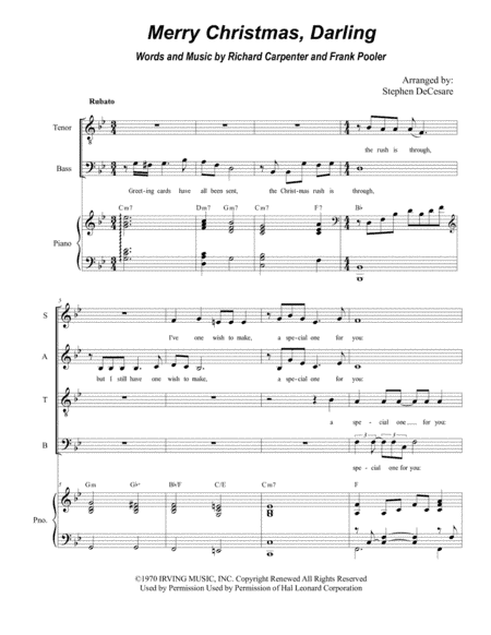 Merry Christmas, Darling (arr. Stephen DeCesare)