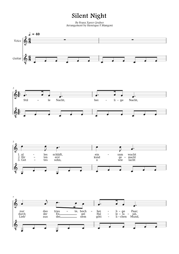 Stille Nacht (german lyrics) (arr. Henrique F Mangoni)