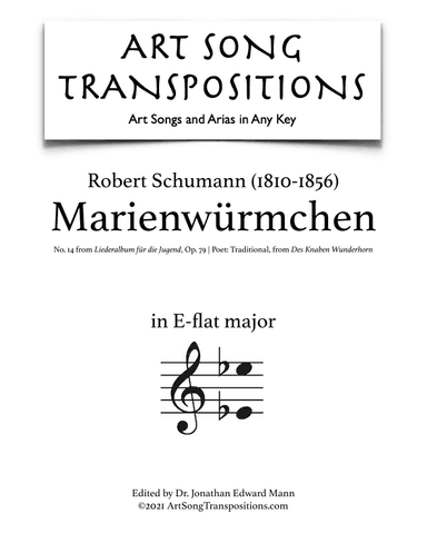 SCHUMANN: Marienwürmchen, Op. 79 no. 14 (transposed to E-flat major) (arr. ArtSongTranspositions.com)
