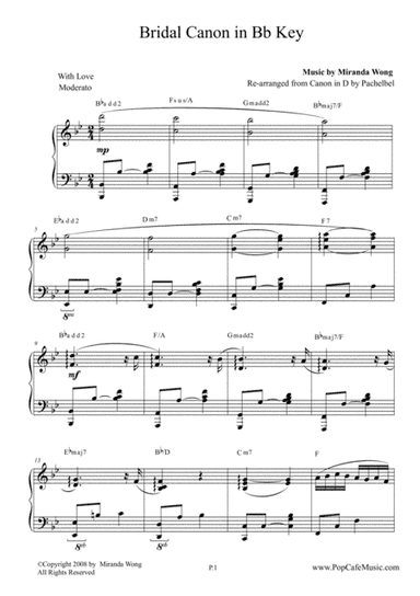 Bridal Canon in Bb - Wedding Piano Music by Miranda Wong (arr. Miranda Wong)