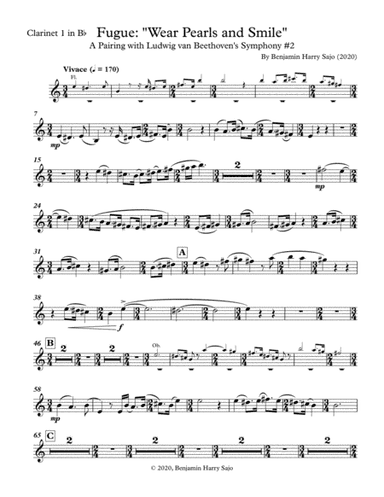 Fugue: "Wear Pearls and Smile" (A Pairing with Beethoven's Symphony #2) - Clarinet 1