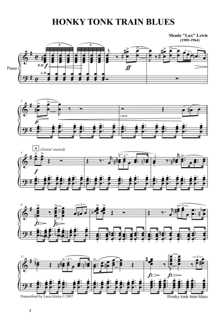 Honky Tonk Train (honky Tonk Train Blues) (arr. Luca Aletta)