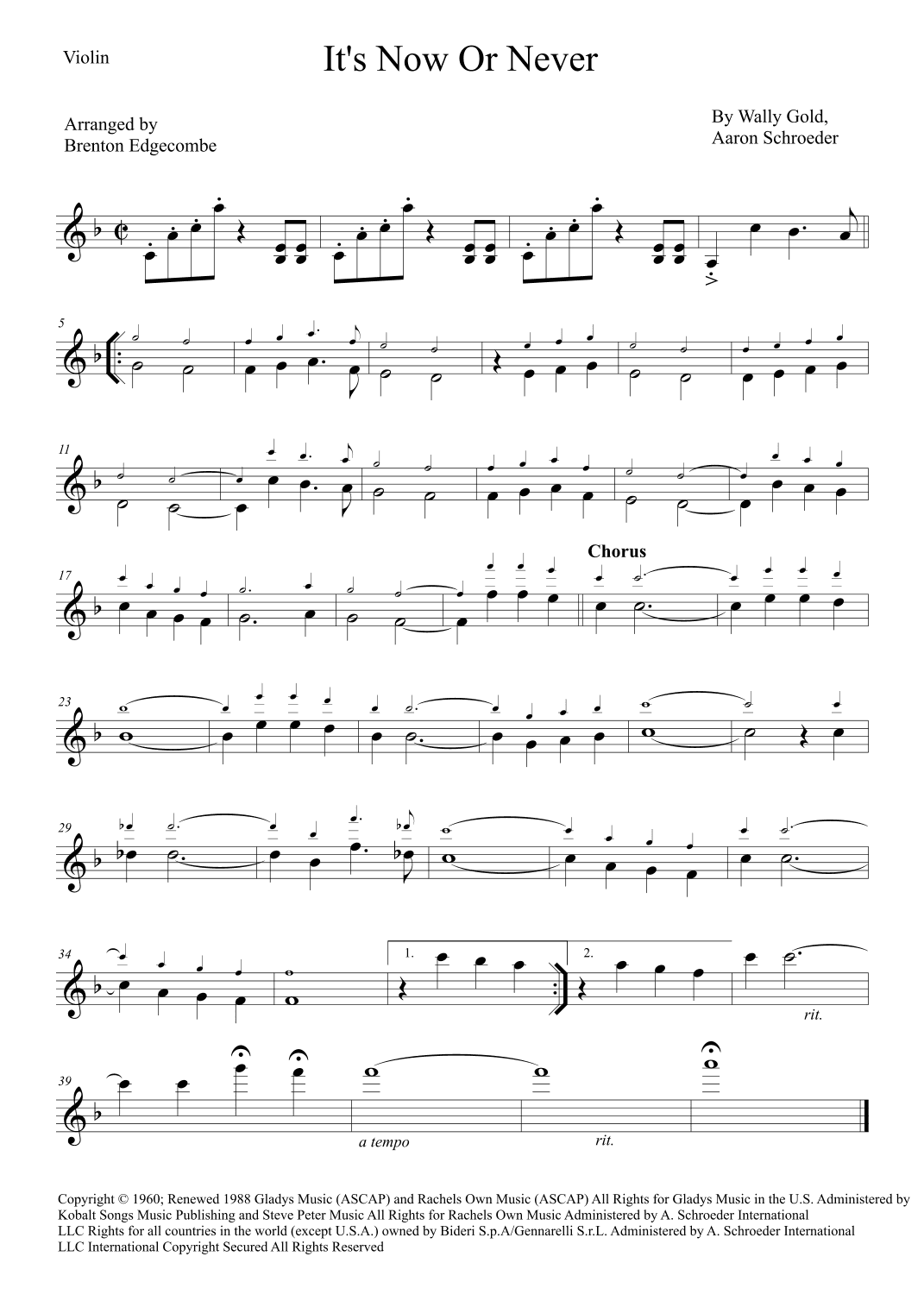 It's Now Or Never (arr. Brenton Edgecombe)