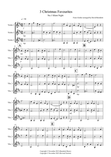 3 Christmas Favourites for Violin Trio (arr. David Burndrett)