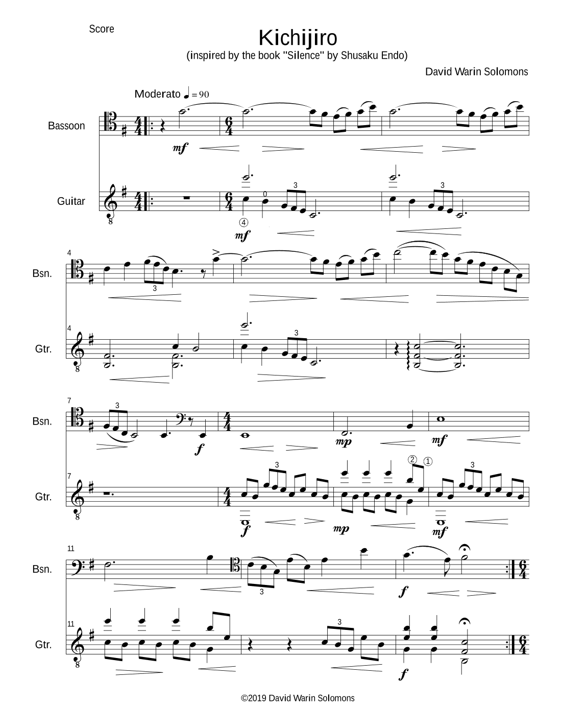 Kichijiro (inspired by the book "Silence" by Shusaku Endo) for bassoon and guitar