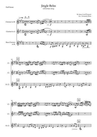 Jingle Bells - Jazz Version (Christmas Song) for Clarinet Trio (arr. Fernando Britto)