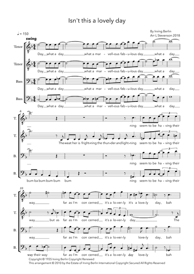 Isn't This A Lovely Day (to Be Caught In The Rain?) (arr. Luke Stevenson)