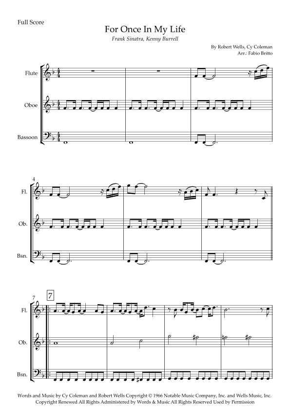 For Once In My Life (arr. Fabio Britto)