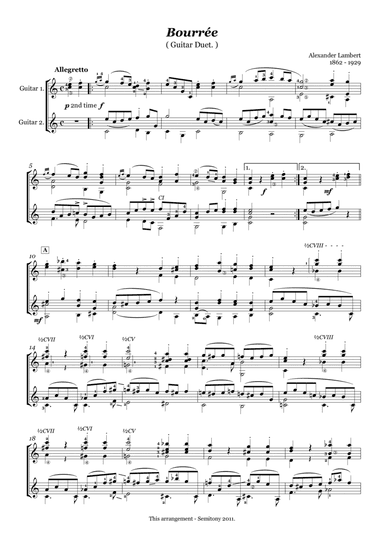 Bourrée (Guitar Duet) - Alexander Lambert (arr. Semitony)