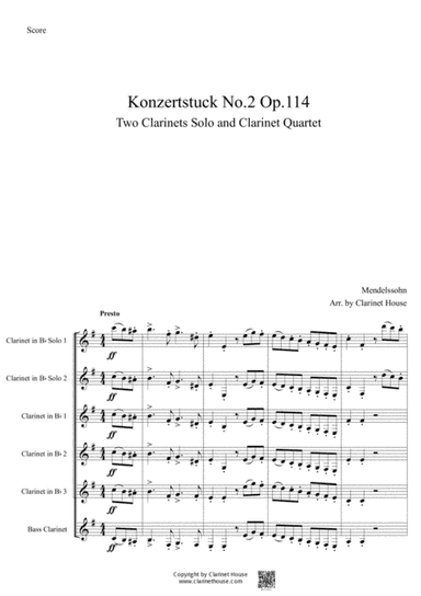 Konzertstuck Opus 114 No.2 for 2 Clarinets and Quartet (arr. Clarinet House)