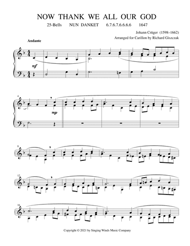 25B. Now Thank We All Our God (NUN DANKET) (arr. Richard Giszczak)