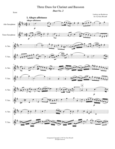 Three Duos for Clarinet and Bassoon - Duos No. 2 (arr. Gary Bricault)