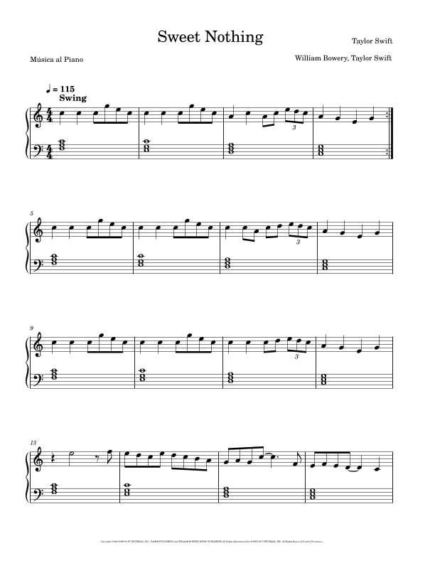Sweet Nothing (arr. Música al Piano)