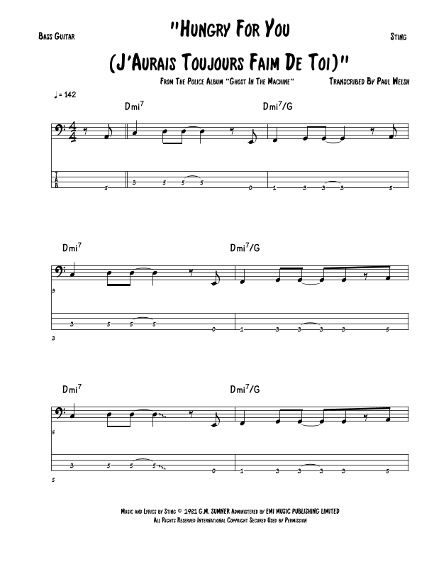 Hungry For You (j'aurais Toujours Faim De Toi) (arr. Accubass)