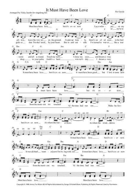 It Must Have Been Love (arr. Vicky Jacobs)