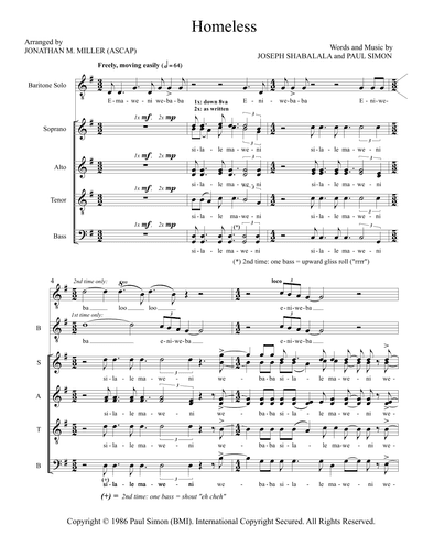Homeless (arr. Jonathan M. Miller (ASCAP))